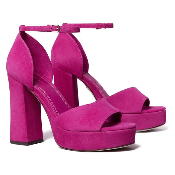 Tory Burch Shoes - 🆕 TORY BURCH Platform Sandal Shoes Fuchsia Pink Suede 5.5